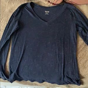 v neck blue long sleeve